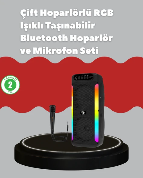 Çift 4 Inç Hoparlörlü Rgb Işıklı Ses Sistemi ürün görseli 1