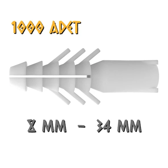 Made Standart Plastik Dübel - No: 8 - 1000 Adet ürün görseli 1