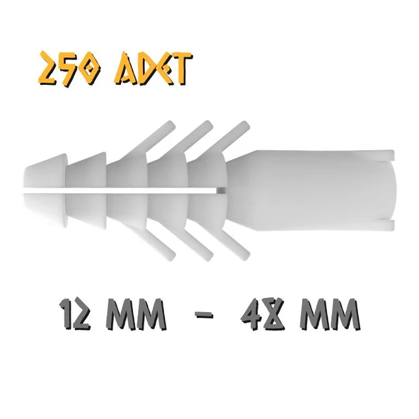 Made Standart Plastik Dübel - No: 12 - 250 Adet ürün görseli 1