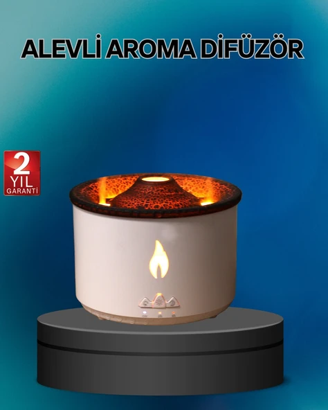 Alev Efektli Buhar Makinesi – Aromaterapi, Nemlendirme ve Işık Modlu Tasarım ürün görseli 1