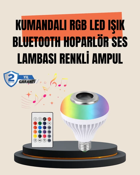 12W Led Ampul – Renkli Işık Dahili Hoparlör Özellikli ürün görseli 1