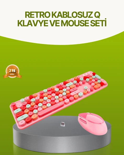 Klavye Mouse Seti – 3 Cihaz Bağlantılı, Sessiz Tuş, Uzun Pil Ömrü ürün görseli 1