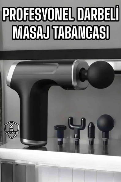 Masaj Tabancası 4 Başlıklı Kas Vücut Ağrıları İçin Şarjlı Darbeli ürün görseli 1