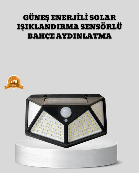 Güneş Enerjili Aydınlatma 100 Led Sensörlü Solar Dış Mekan Lamba ürün görseli 1