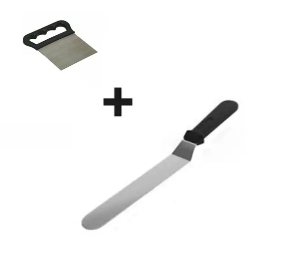 2Li Set Hamur Şekillendirici Eğik Pasta Spatulası Metal Hamur Kazıyıcı Spatula ürün görseli 1