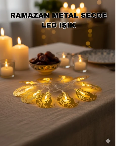 Secde Eden Adam Figürlü Ay Tasarımlı Ramazan Led Işık ürün görseli 1