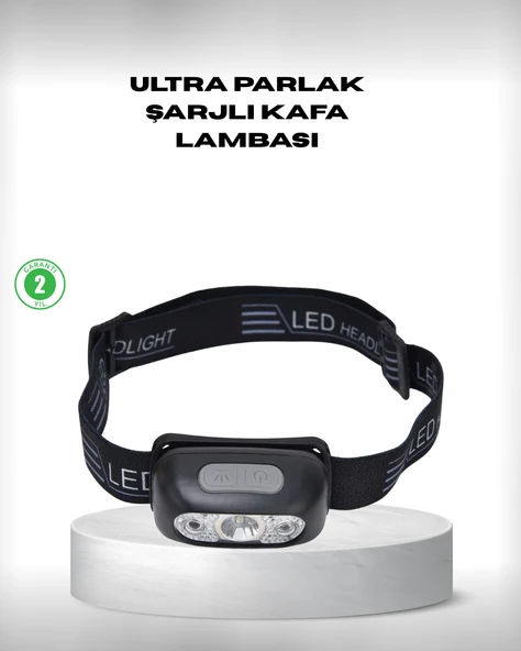 Gece Balıkçılığı İçin Parlak Şarjlı Kafa Lambası | 4 Işık Modu + Usb Şarj ürün görseli 1