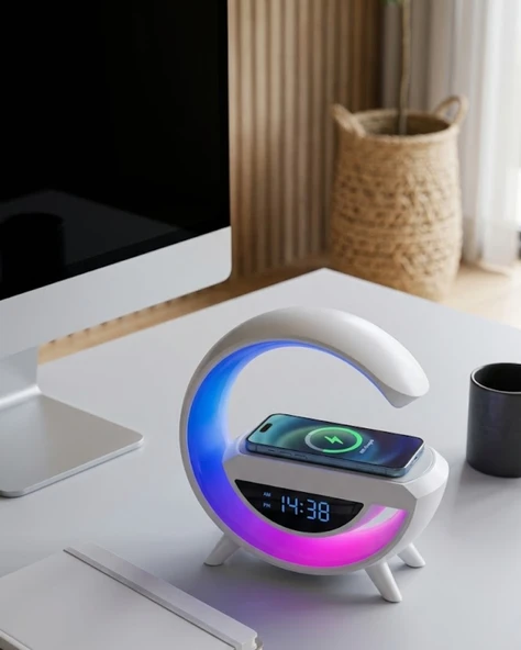 Şarjlı Hoparlör Rgb Işık Gece Lambası Dijital Saat ürün görseli 1