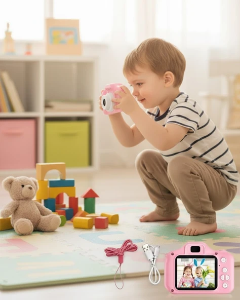 Taşınabilir Hd Dijital Kamera Video Kayıt Fotoğraf Çekim Usb Bağlantılı Şarjlı ürün görseli 1