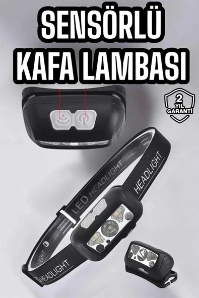 Kafa Lambası Kamp Lambası Sensörlü Şarjlı Ayarlanabilir - Resim 2