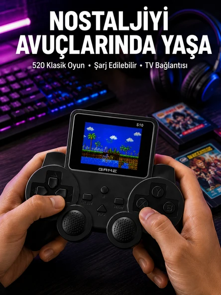 Şarjlı Gamepad Oyun Konsolu 520 Oyunlu Tv Çıkışlı El Konsolu ürün görseli 1