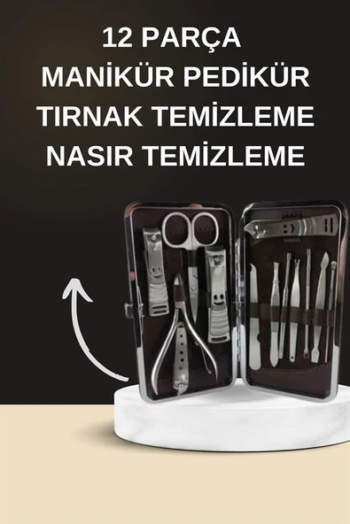 Elektrikli Manikür Pedikür Seti İkili Set 12 Parça Tırnak Bakımı Törpü Protez Çıkarma ürün görseli 1