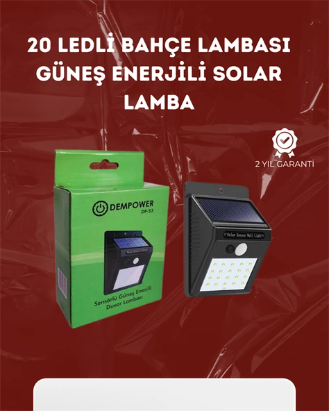 Su Geçirmez 20 Led Solar Aydınlatma | Dış Mekan Için Pir Hareket Sensörü Ile Akıllı Işık ürün görseli 1