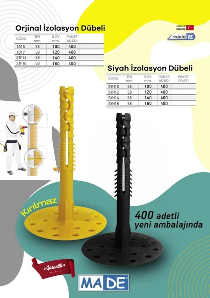 Made Orijinal İzolasyon Strafor Dübeli - Boy: 100 - 40 Adet - Resim 2