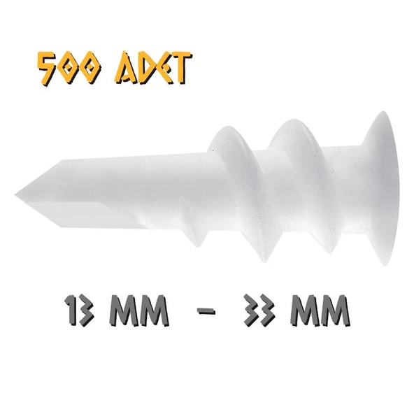 Made Turbolet Matkap Uçlu Plastik Dübel - No: 13 - 500 Adet ürün görseli 1