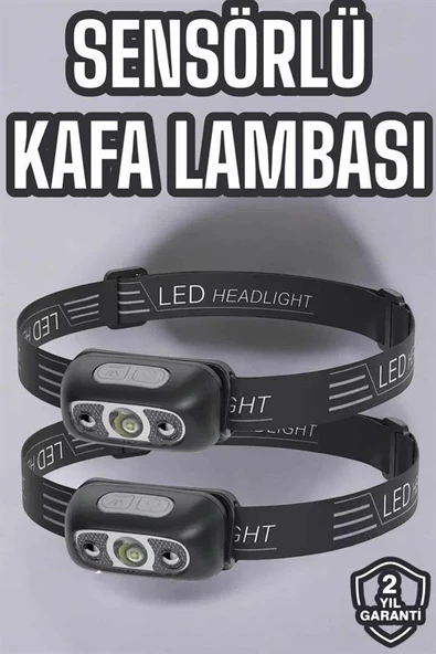 Kafa Lambası Kamp Lambası Led Işık Şarjlı Ayarlanabilir - Resim 2