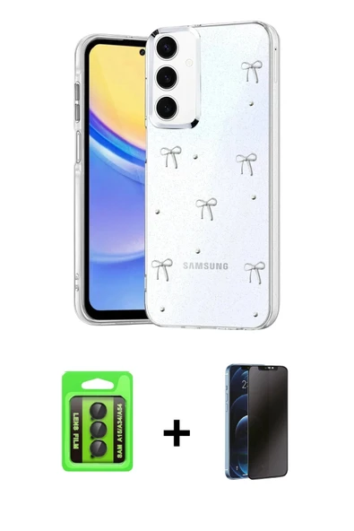 MARSİLYAN™- Galaxy A15 4G Kılıf Yörünge Form - Siyah 3D Antistatik Hayalet Cam Ekran Koruyucu + Raze Metal Kamera Lens - ürün görseli 1