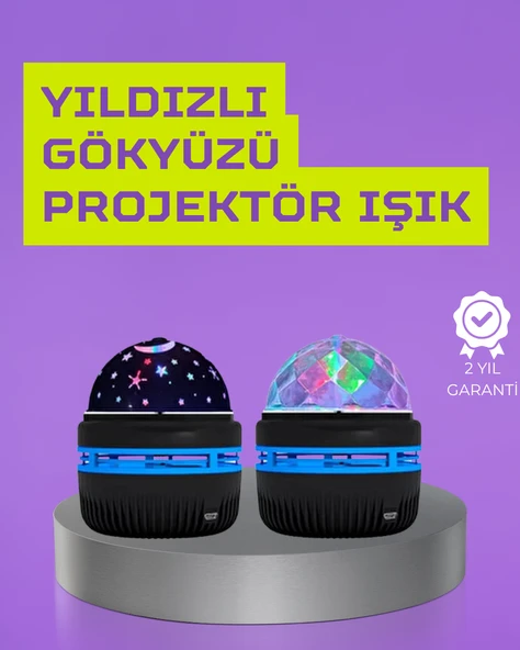 Usb’Li Yıldız Projektör Lamba – Döner Işık Şovu, Çocuk Yetişkin Uyku Lambası ürün görseli 1