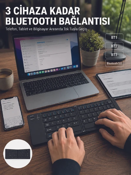 Katlanır Klavye Telefon Tablet Laptop Uyumlu Klavye ürün görseli 1