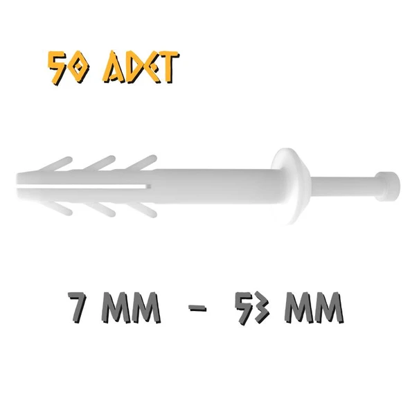 Made Extra Plastik Çivili Korniş Montaj Dübeli 7 mm. - 50 Adet ürün görseli 1