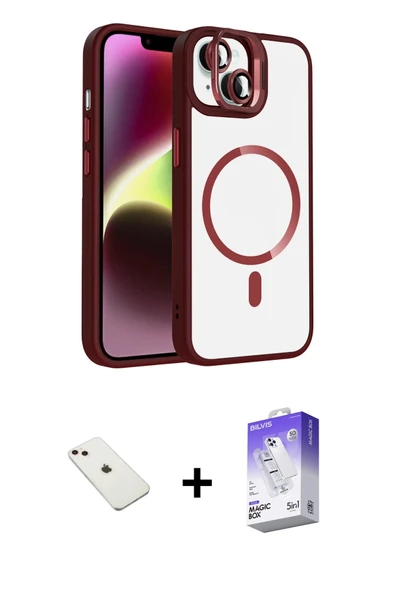 MARSİLYAN™- iPhone 14 Kılıf Yadigar Asil Koleksiyonu - Siyah Bilvis 5in1 3D Magic Cam Ekran Koruyucu + Diamond Kamera Le ürün görseli 1