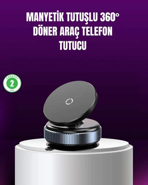Araç İçi Manyetik Telefon Tutucu 360° Döner Vakumlu Stand ürün görseli 1