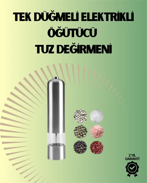 Pilli Otomatik Baharat Değirmeni Gıda Sınıfı Çelik Sessiz Öğütücü Alet ürün görseli 1
