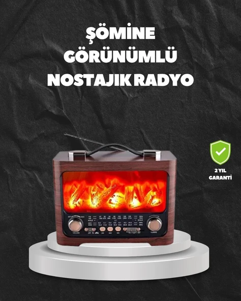 Solar Şarjlı Şömine Işıklı Bluetooth Hoparlör – Radyo, USB, TF Kart Destekli ürün görseli 1