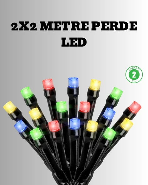 2x2 Metre Pil ile Çalışan Perde LED Işık – 8 Modlu Dekoratif ürün görseli 1