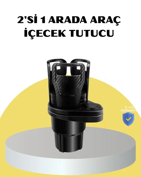 Araç İkili Bardak Tutucu Ayarlanabilir Genişlik 360° Döner Sistem ürün görseli 1
