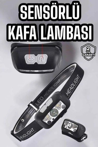 Kafa Lambası Kamp Lambası Sensörlü Şarjlı Ayarlanabilir ürün görseli 1
