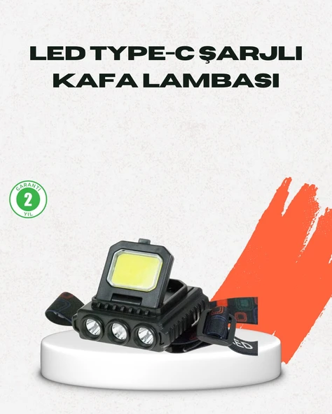 USB Şarjlı Kafa Feneri 800 Lumen Ayarlanabilir COB ve XPE LED ürün görseli 1