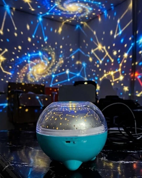 Çok Renkli LED Yıldız Projektör Gece Lambası Bluetooth Müzik Çalar ve Kumandalı Kontrol ürün görseli 1