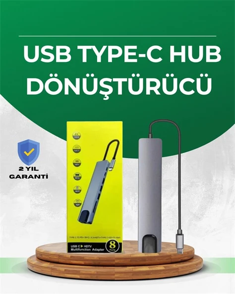 Type‑C Dönüştürücü – 2×USB3.0, SD/MS, 4K HDMI & RJ45 ile Profesyonel Kullanım ürün görseli 1