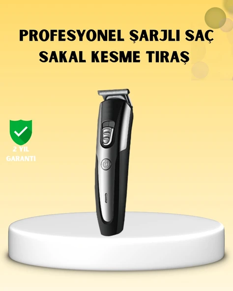 Profesyonel Saç ve Sakal Kesme Tıraş Makinesi Kablosuz Ergonomik Tasarım ürün görseli 1