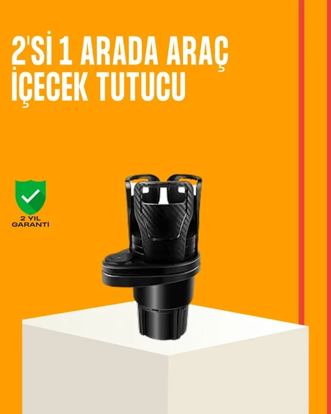 Oto Bardak Tutucu 360° Döner Çift Bölmeli Karbon Fiber Tasarım ürün görseli 1