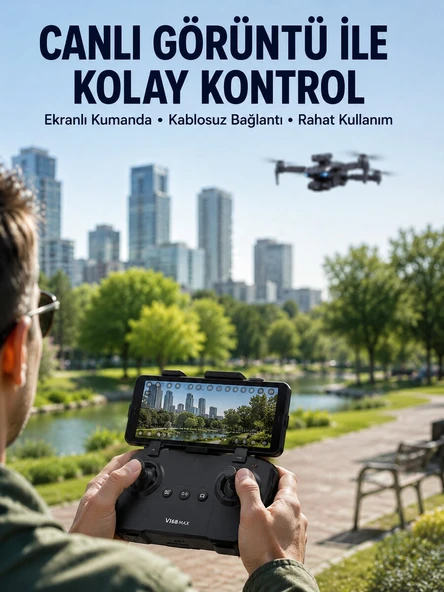 Katlanabilir Çift Kameralı Drone ile Havadan Fotoğraf ve Video Çekimi ürün görseli 1