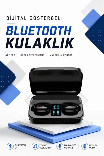 Dijital Göstergeli Bluetooth Kulaklık Kablosuz TWS Stereo Bluetooth 5.0 ürün görseli 1
