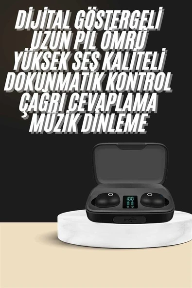 Kablosuz Dijital Göstergeli Çağrı Cevaplayabilen TWS 5.0 Bluetooth Kulaklık ürün görseli 1