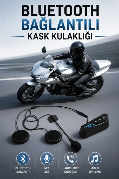 Kask Kulaklığı Motosiklet Intercom Interkom Dinleme Konuşma Özellikli Su Geçirmez ürün görseli 1
