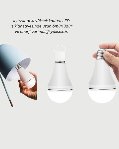 Ev ve İş Yeri İçin Şarjlı LED Ampul - Resim 3