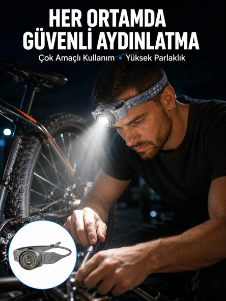 Ayarlanabilir Baş Bantlı LED Kafa Lambası Çok Amaçlı Aydınlatma Çözümü ürün görseli 1