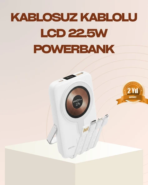 Manyetik Kablosuz Powerbank 22.5W Hızlı Şarj LCD Ekranlı ürün görseli 1