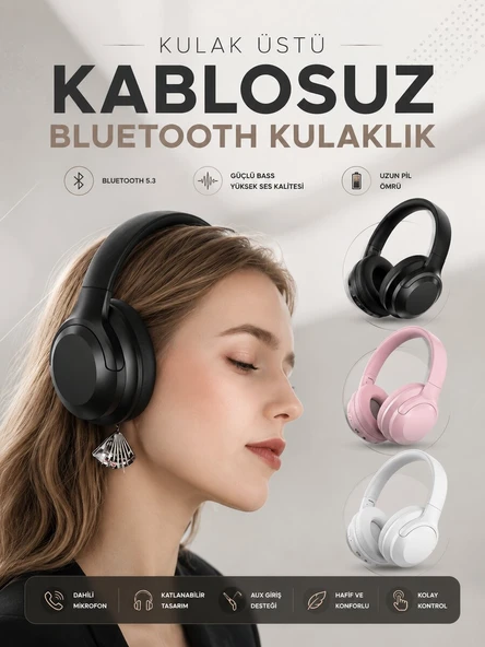 Kablosuz Bluetooth Kulaklık ANC/ENC Destekli Kulak Üstü Yüksek Ses Kaliteli ürün görseli 1