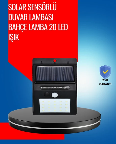 Solar Enerjiyle Çalışan IP65 Su Geçirmez 20 LED Duvar Lambası ürün görseli 1