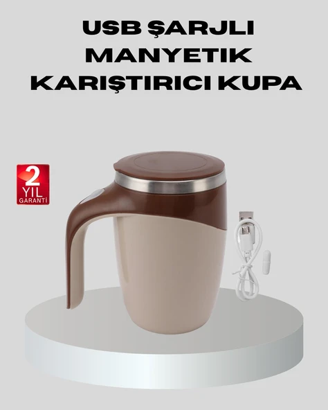 Manyetik Karıştırıcı Kupa USB Şarjlı Otomatik Karıştırma Çift Katmanlı ürün görseli 1