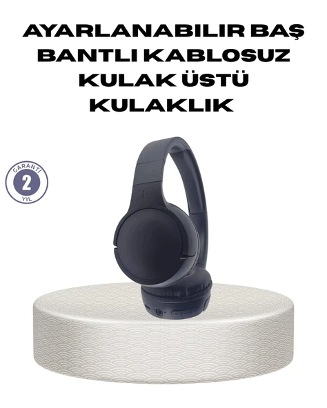 Bluetooth 5.0 Siyah Kablosuz Kulaklık 18 Saat Batarya Katlanabilir Tasarım ürün görseli 1
