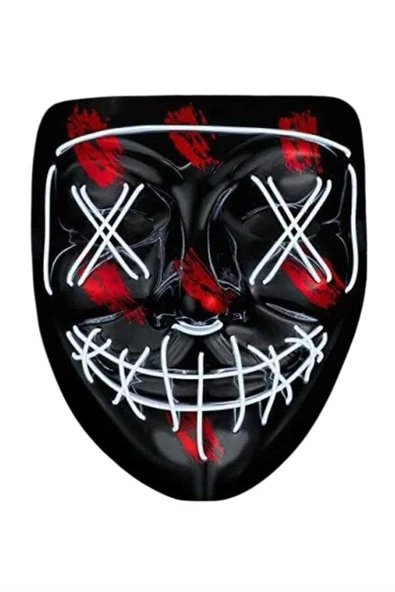 Hallowen Parti Maskesi Neon Led Işıklı Maske 3 Modlu Cadılar Bayramı Maskesi ürün görseli 1