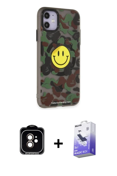 MARSİLYAN™- iPhone 11 Kılıf Nova Doku Koleksiyonu - Siyah Bilvis 5in1 5D Magic Hayalet Cam Ekran Koruyucu + PVD Metal Ka ürün görseli 1
