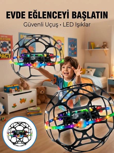 El Hareketi Kontrollü Futbol Topu Tasarımlı Drone LED Işıklı ürün görseli 1